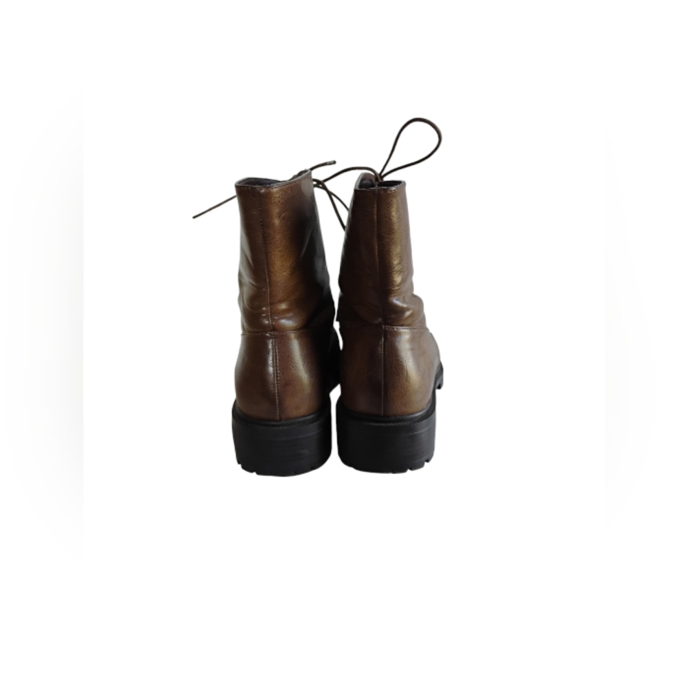 Rare Vintage Looking Brown Vegan Leather Ankle Boots - Picture 5 of 13